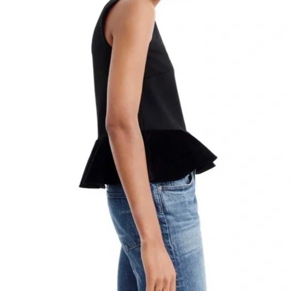 J. Crew Black Velvet Peplum Sleeveless Top Size S - Picture 2 of 6